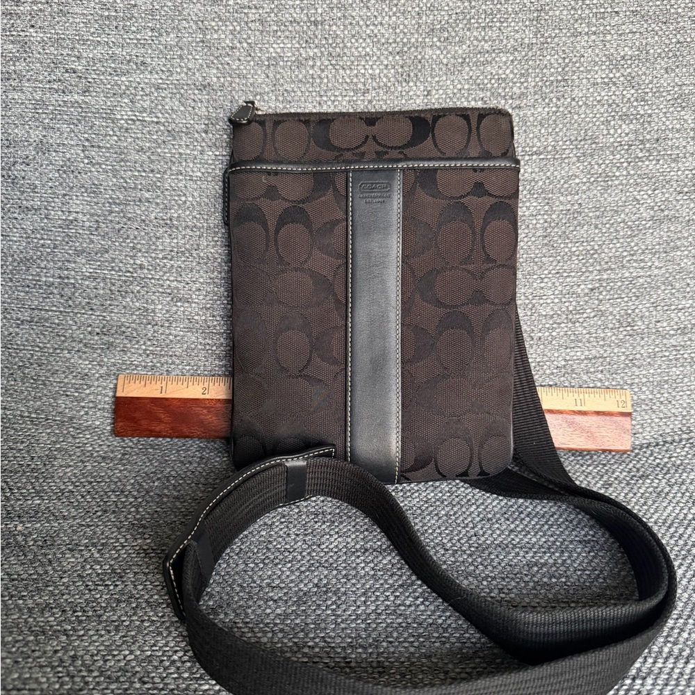 Coach Brown and Black Signature Messenger Bag